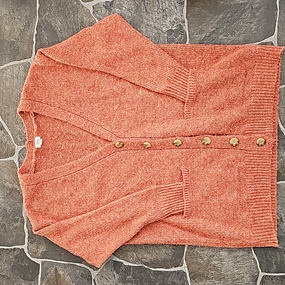 a.n.a cardigan button front sweater with front pockets, Rust orange, Size 0X